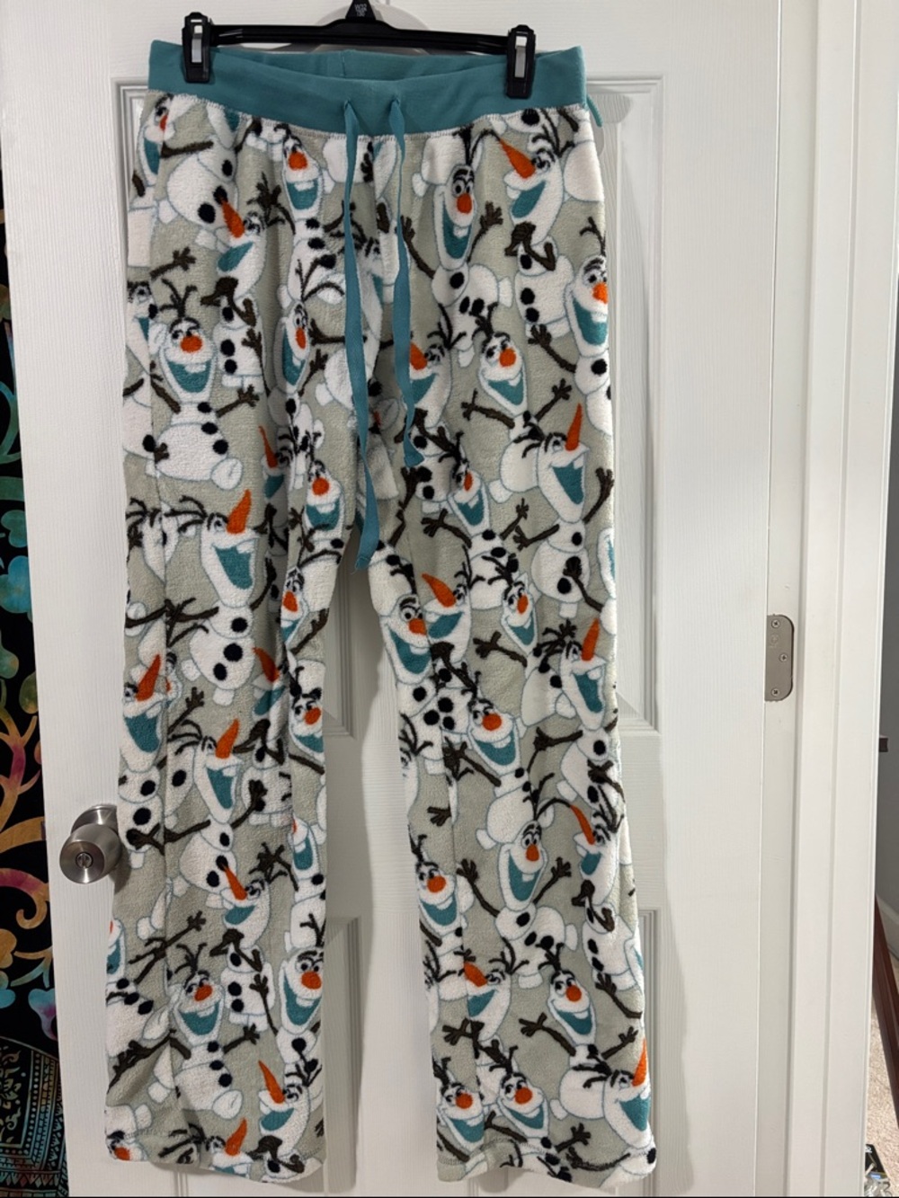 Disney Olaf Fleece Pajama Pants Teal, White, Orange